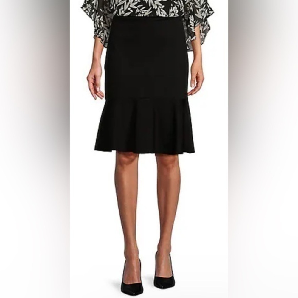 TAHARI 💓LADIES SIZE 14 SIZE XL💓BLACK PLEATED PENCIL SKIRT PRISTINE CONDITION